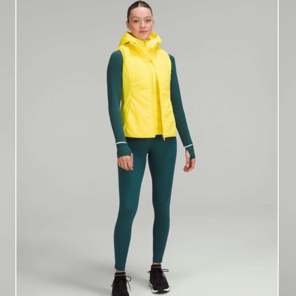 Lululemon Another Mile Vest Water Wind Repellent Stretch Full Zip Pockets Yellow - Picture 10 of 15